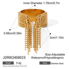 18K Gold Small Ball Chain Fringe Dangle Band Ring
