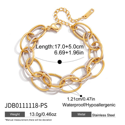 18K Gold and Silver Two Tone Power Pairing Watch Band Bracelet Stack