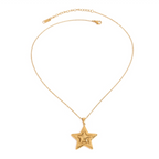 Gold and Silver Two Tone Shiny Star Pendant Necklace & Statement Ring Set