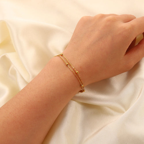 18K Gold Beaded Chain Bracelet