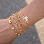 18K Gold Starry Light Dainty Bezel Beaded Chain Bracelet