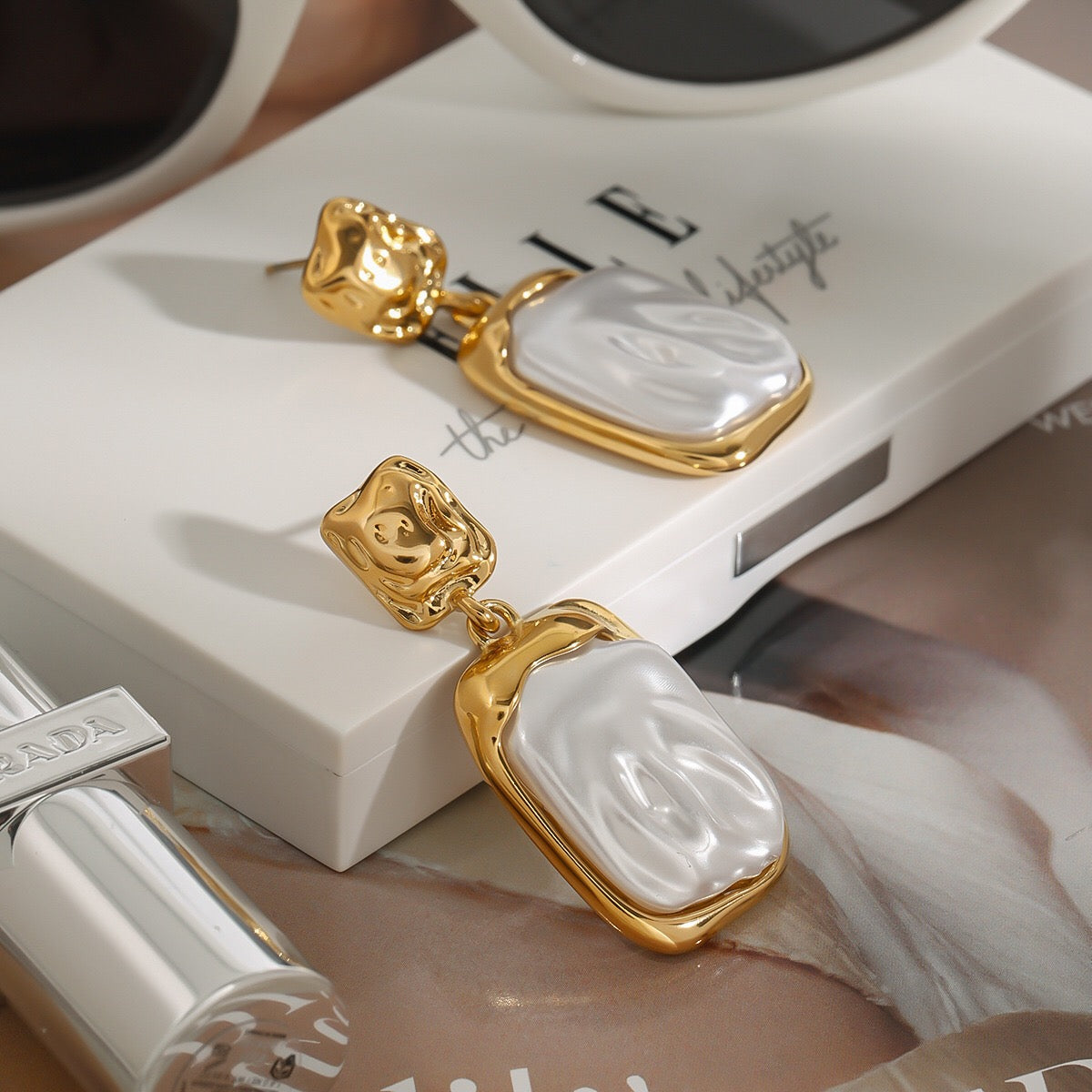 18K Gold Baroque Pearl Dangle Earrings
