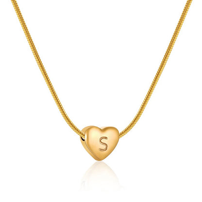 18K Gold Heart Initial Necklace