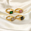 18K Gold Solitaire Statement Cocktail Ring