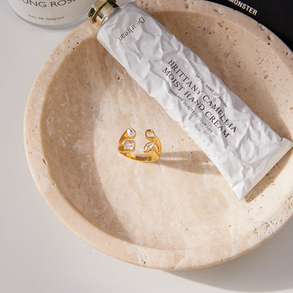 18K Gold Radiant Embrace CZ Statement Cuff Ring