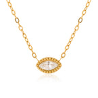 18K Gold Subtle Pink Dainty Bezel Pendant Necklace