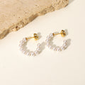 18K Gold Classic Pearl Huggie Earrings