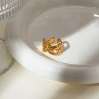 18K Gold Unique Wave Band Ring