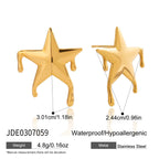 18K Gold Golden Drip Cherry Lips Star Statement Stud Earrings