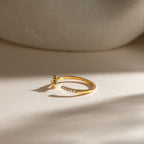 18K Gold Clover Kiss Dainty Stacking Cuff Ring