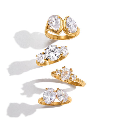 18K Gold Diamond Royale Statement CZ Cocktail Ring