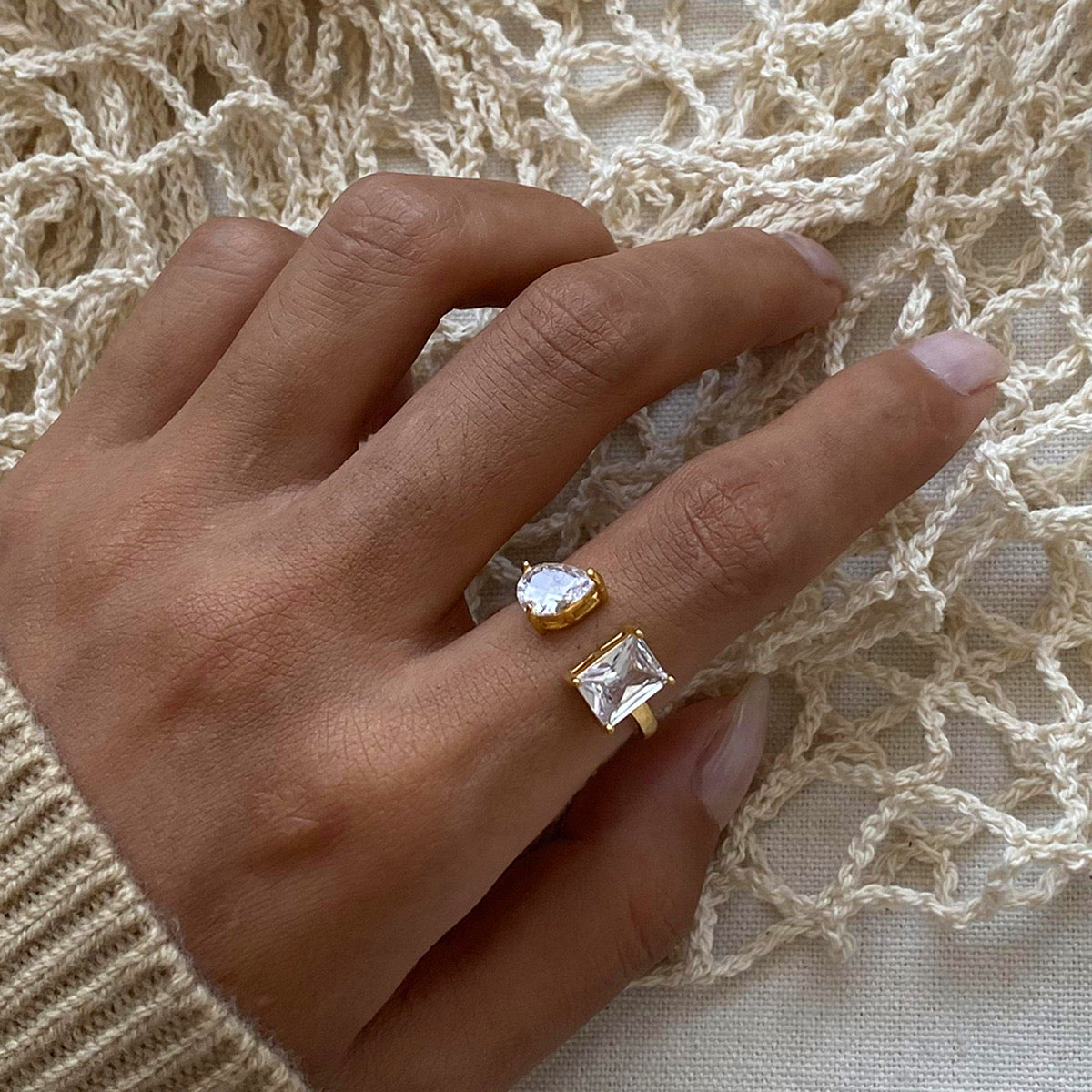 18K Gold Celebrity Bling Statement Ring