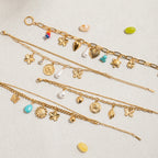 18K Gold Summer Fling Turquoise Chunky Charm Bracelet