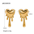 18K Gold Melting Heart Statement Stud Earrings