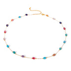 18K Gold Color Candy Beaded Chain Necklace