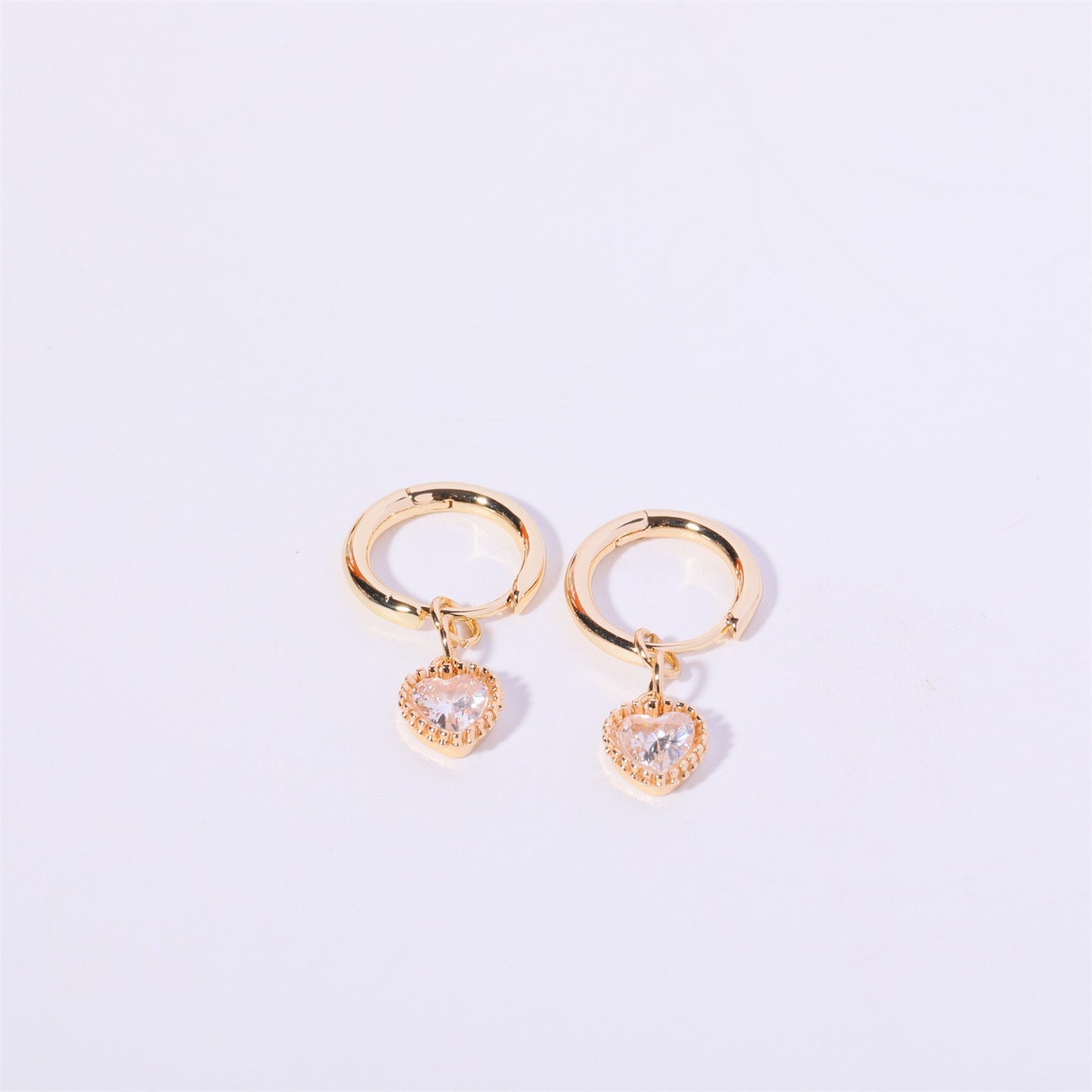 14K Gold Heart Birthstone Huggie Earrings