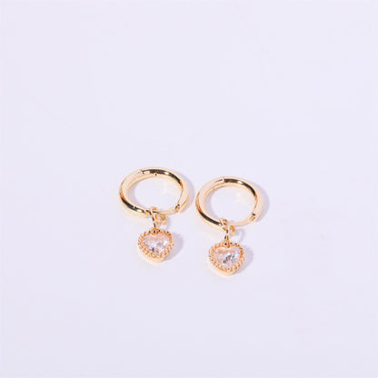 14K Gold Heart Birthstone Huggie Earrings