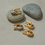 18K Gold Bold Link Statement Huggie Earrings