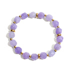 18K Gold Purple Dream Beaded Chain Butterfly Bangle Bracelet Stack