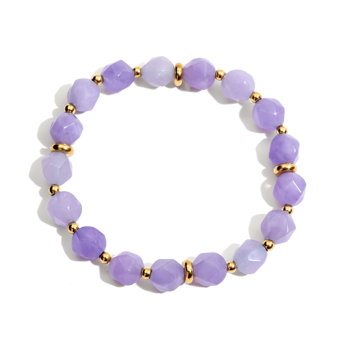 18K Gold Purple Dream Beaded Chain Butterfly Bangle Bracelet Stack
