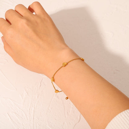 18K Gold Minimalist Heart Bracelet