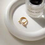 18K Gold Radiant Bezel Cocktail Statement Cuff Ring