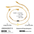 18K Gold Cross Birthstone Bracelets Set