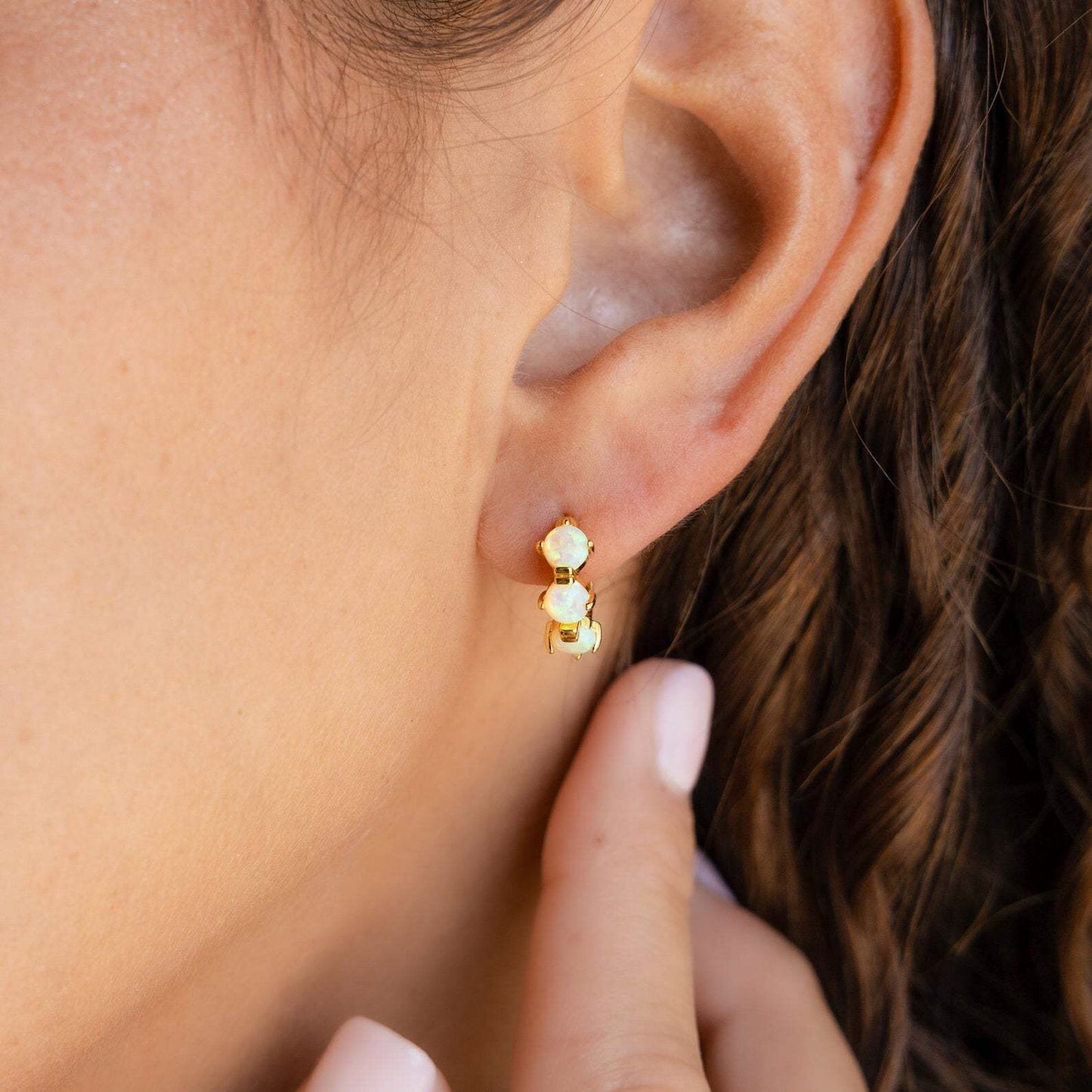 14K Gold Birthstone Huggie Earrings