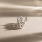18K Gold and Silver Urban Edge Geometric Band Ring