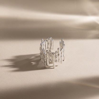 18K Gold and Silver Urban Edge Geometric Band Ring