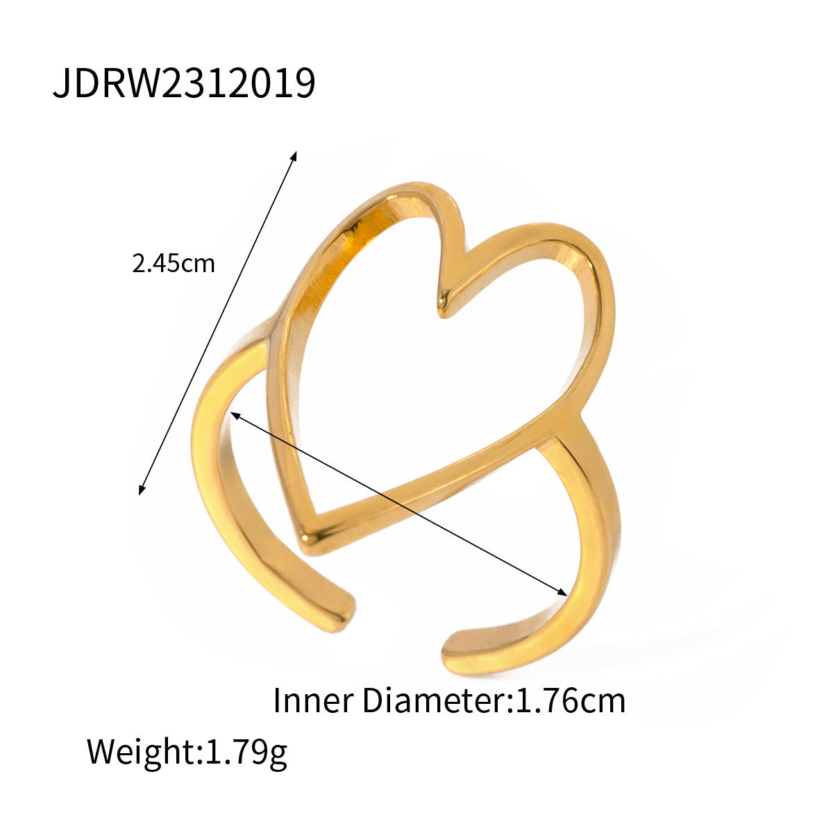 18K Gold Bold Heart Statement Ring