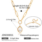 18K Gold Minimal Glow CZ Pendant Paperclip Beaded Chain Layered Necklace Set