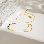 18K Gold Waterproof Emerald Bejeweled Hand Chain Bracelet