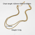 18K Gold Herringbone Snake Chain Extra Long Layered Necklace Set