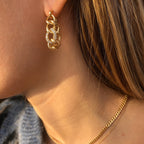 18K Gold Chic Links Chain Hoop Earrings