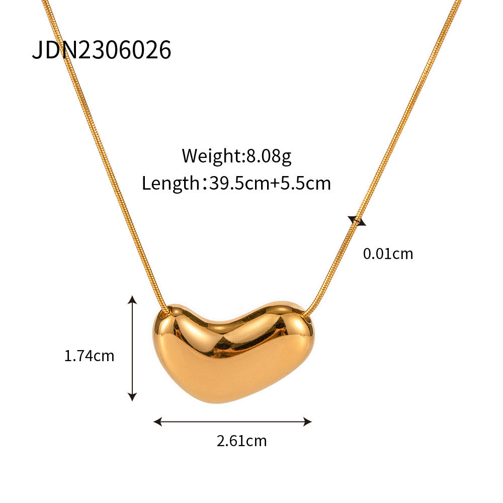 18K Gold Liquid Heart Pendant Statement Necklace