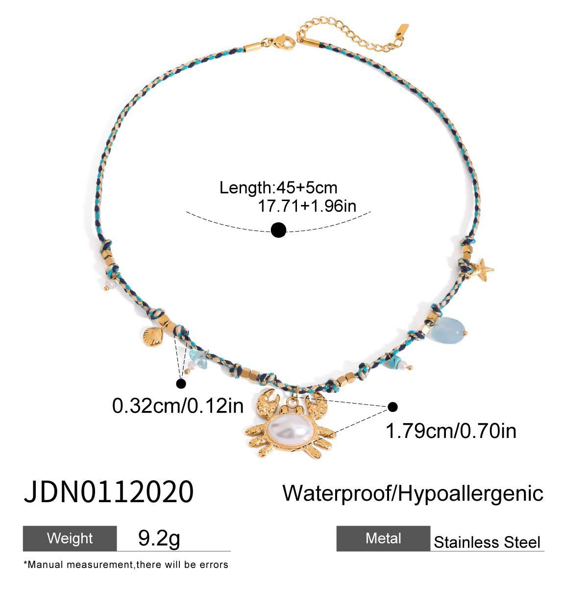 18K Gold Color String Ocean Themed Charm Necklace
