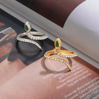 18K Gold Femme Fatale Emerald Pave Snake Ring
