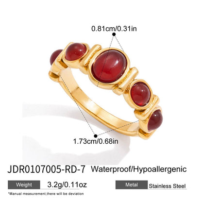 18K Gold Royal Tiger Eye Gemstone Stacking Ring
