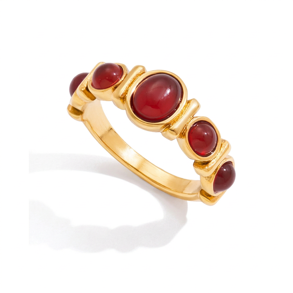 18K Gold Royal Tiger Eye Gemstone Stacking Ring