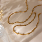 18K Gold Petal Tease Dainty Flower Chain Necklace Jewelry Set