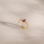 18K Gold Lavender Glow Februray Birthstone Dainty Stacking Ring