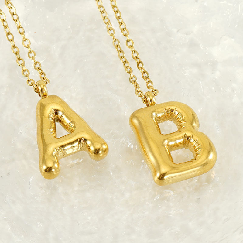 18K Gold Balloon Initial Pendant Necklace