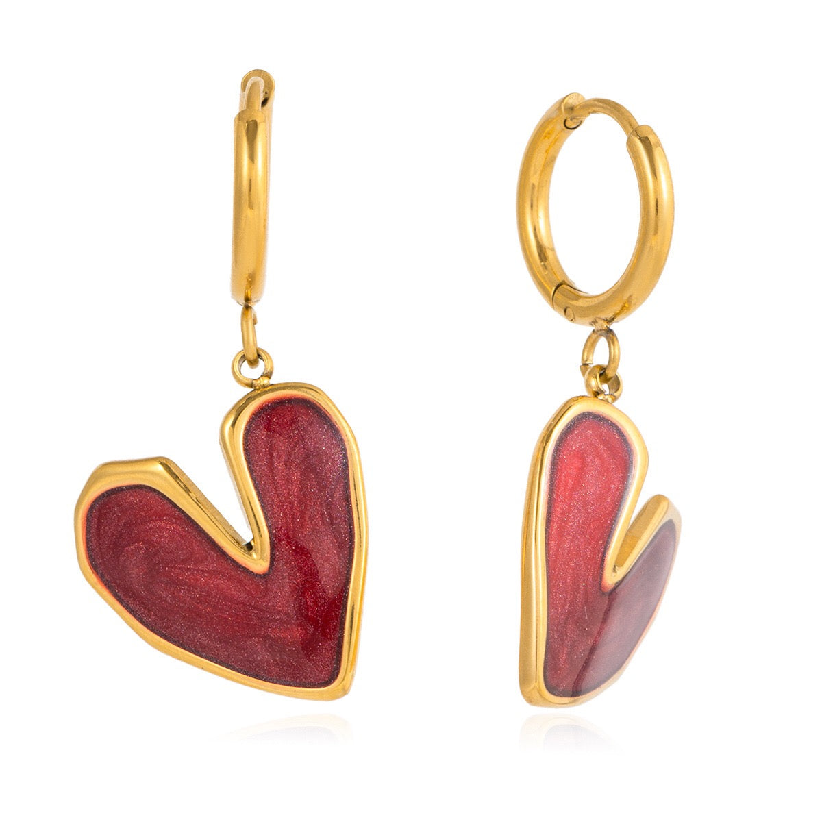 18K Gold Heart Stopper Red Pendant Necklace