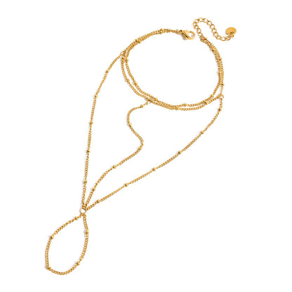 18K Gold Chic Connected Dainty Hand Chain Bracelet