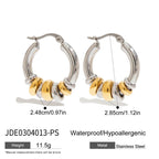 18K Gold Linked Rings Small Hoop Huggie Earrings