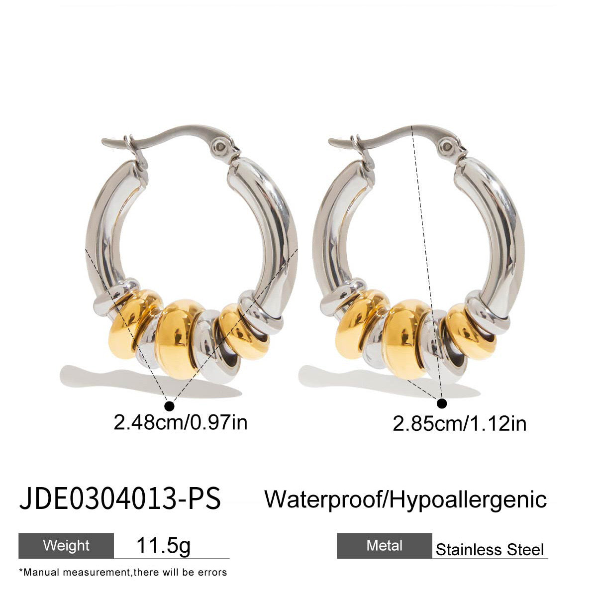 18K Gold Linked Rings Small Hoop Huggie Earrings