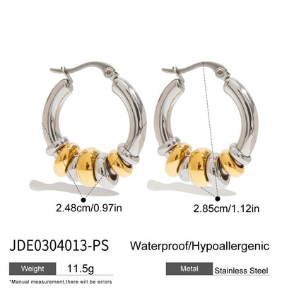 18K Gold Linked Rings Small Hoop Huggie Earrings