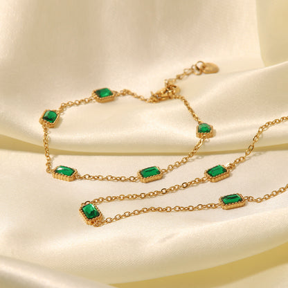 18K Gold Minimalist Emerald Necklace