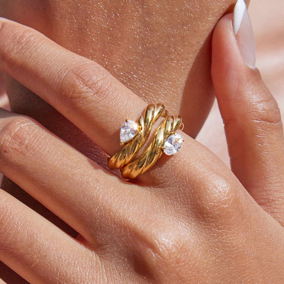 18K Gold Ravish Wavy Form Stacking Rings